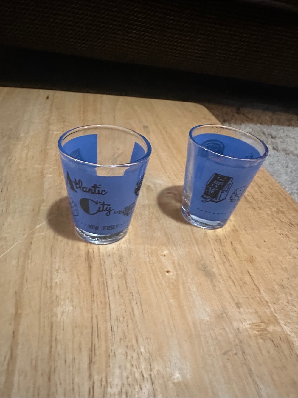 Blue Atlantic City Souvenir Shot Glasses - Set of 2